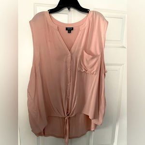 Cute soft pink high low top with tie in front. Originally from Kohls.